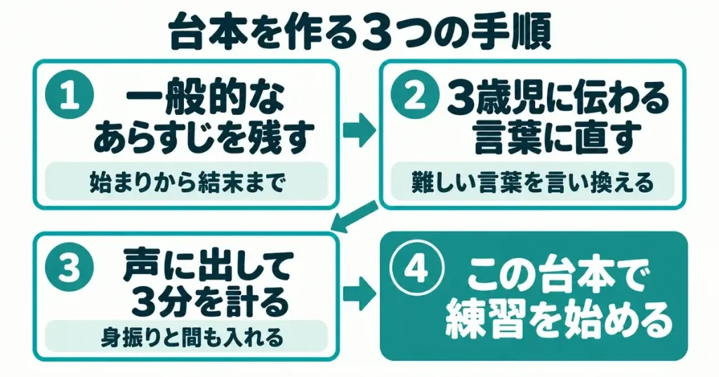保育士実技試験の言語の台本を作る手順